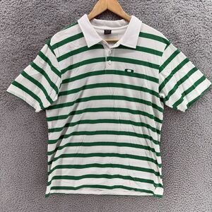 Oakley Mens Short Sleeve‎ Golf Performace Polo Size Large Green White Striped